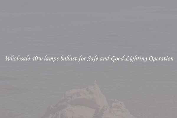Wholesale 40w lamps ballast for Safe and Good Lighting Operation