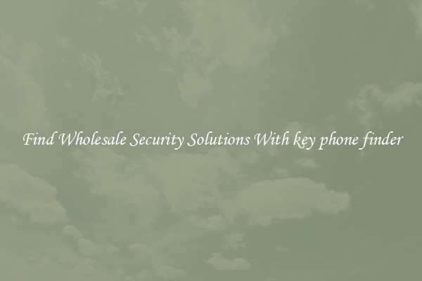 Find Wholesale Security Solutions With key phone finder