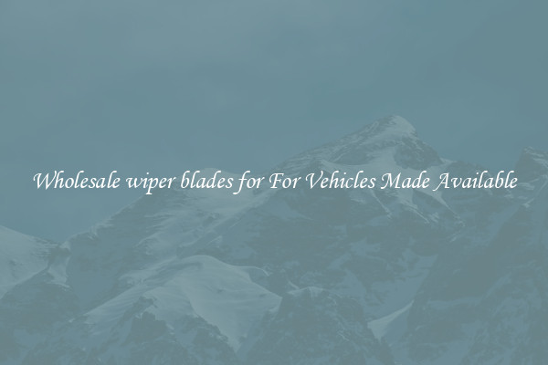 Wholesale wiper blades for For Vehicles Made Available